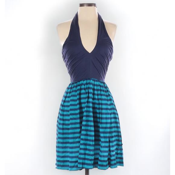 Anthropologie Corey Lynn Calter Striped Halter Silk Blend Dress - Picture 1 of 5